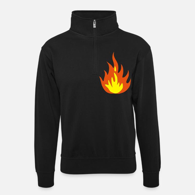 fire - Unisex Pullover mit Zip-Kragen - Schwarz