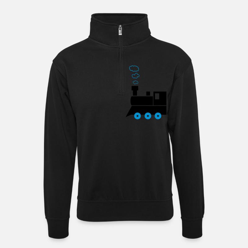 lokomotive_02 - Unisex Pullover mit Zip-Kragen - Schwarz