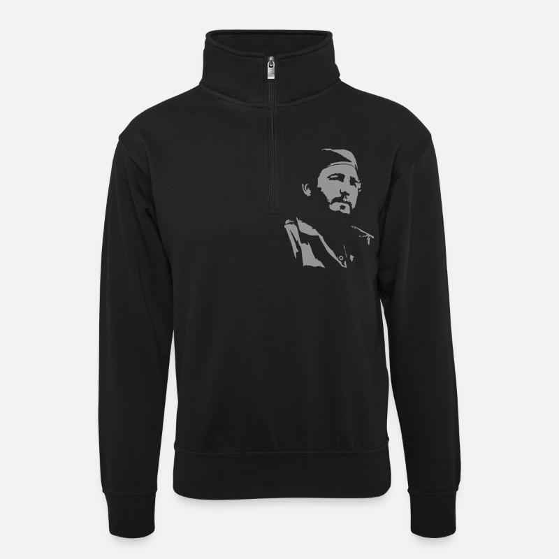 Fidel Castro - Unisex Pullover mit Zip-Kragen - Schwarz