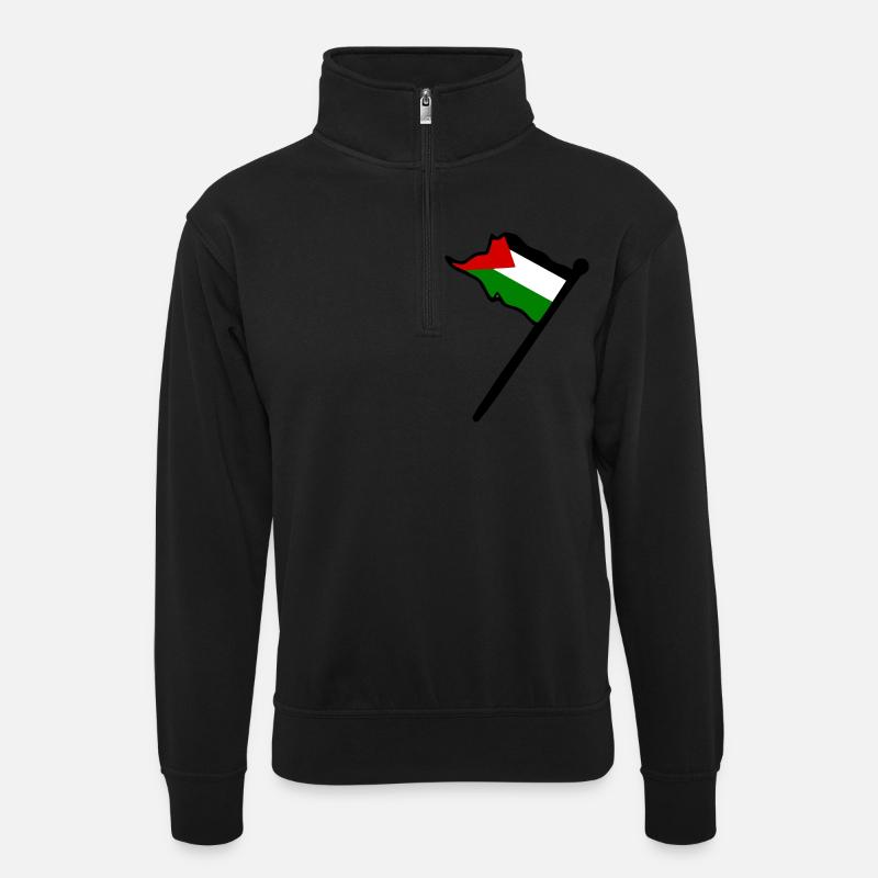 Free palestine - Unisex Pullover mit Zip-Kragen - Schwarz