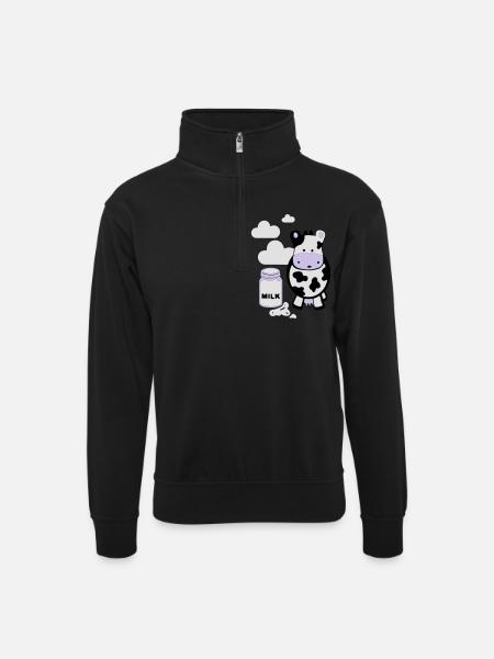 kuh milk - Unisex sweater with zip collar - black
