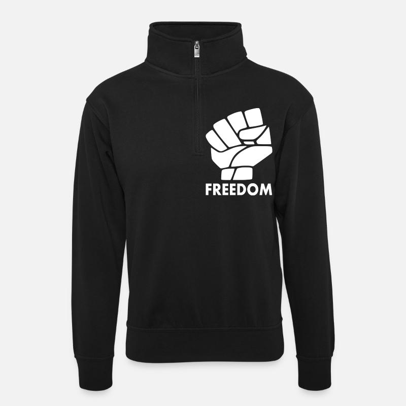 Freiheit - Unisex Pullover mit Zip-Kragen - Schwarz