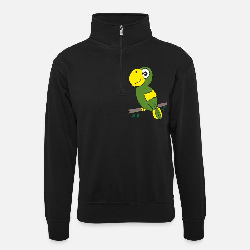 papagei grün - Unisex Pullover mit Zip-Kragen - Schwarz