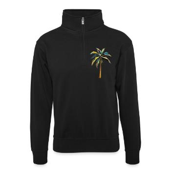 Palmier géométrique – Tropical Polygon Design - Sweat col montant zippé unisexe - noir - Devant