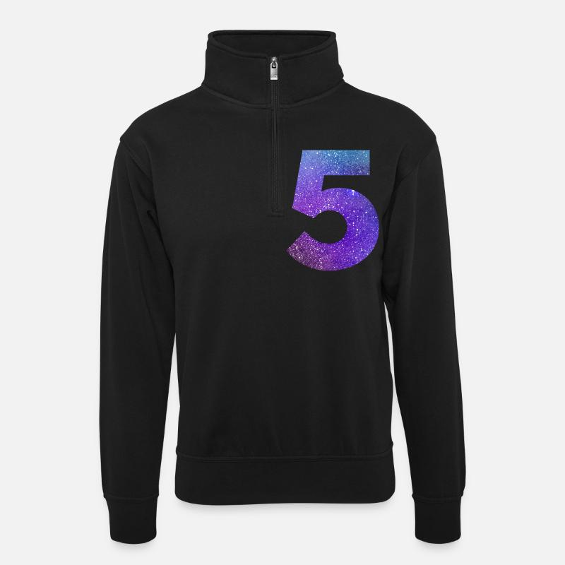 Galaxie Nummer 5 - Unisex Pullover mit Zip-Kragen - Schwarz