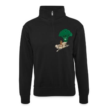 Endgegner Brokkoli - Unisex Pullover mit Zip-Kragen - Schwarz - Vorne