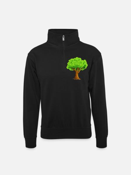 tree - Unisex sweater with zip collar - black