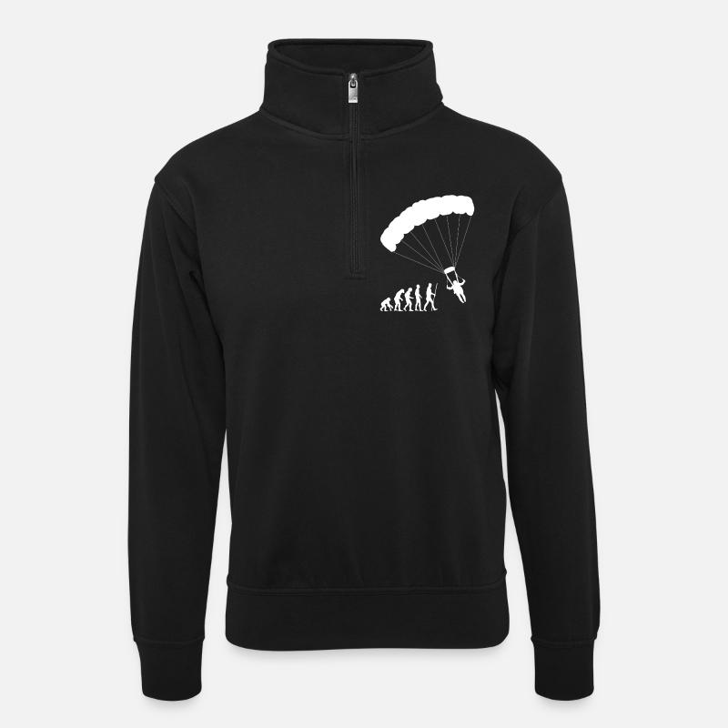 Evolution Paraglider - Unisex Pullover mit Zip-Kragen - Schwarz
