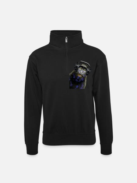 Shirt Monkey Music by CustomStyle - Unisex sweater with zip collar - black