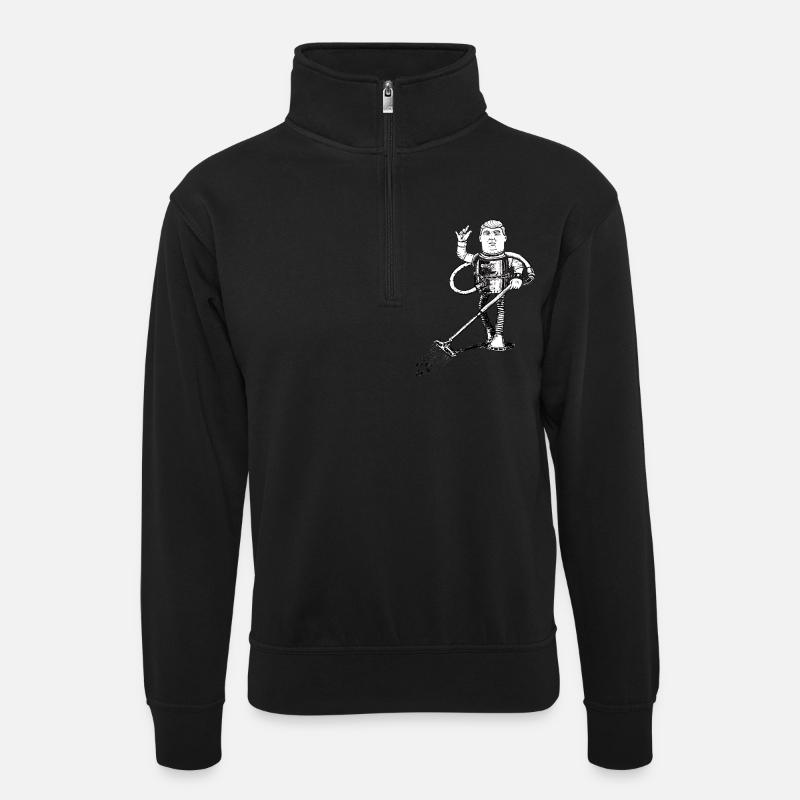 Staubsauger - Unisex Pullover mit Zip-Kragen - Schwarz
