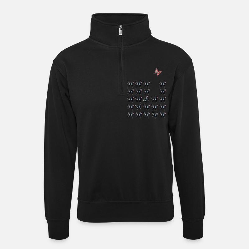 be different - Unisex Pullover mit Zip-Kragen - Schwarz