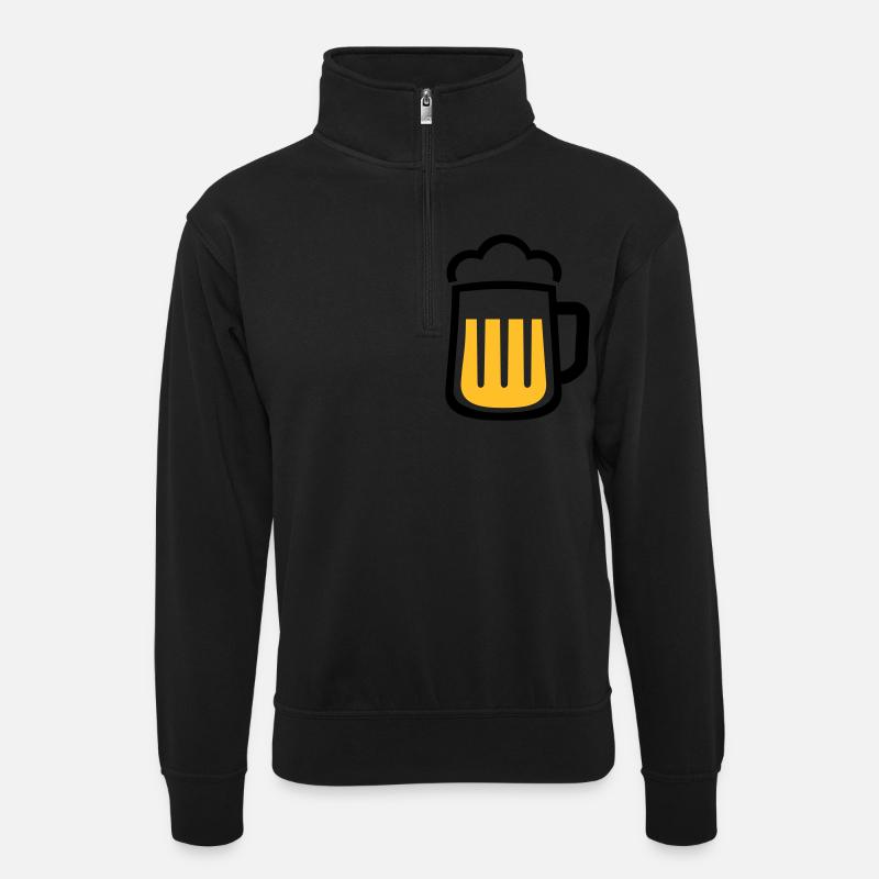 Bière - Sweat col montant zippé unisexe - noir