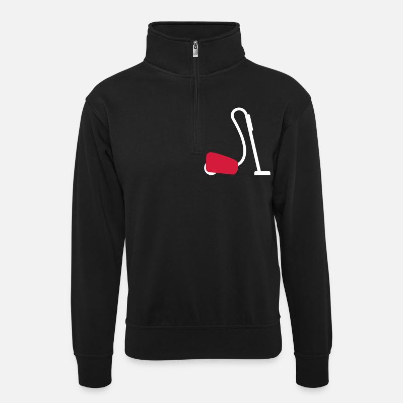 Staubsauger - Unisex Pullover mit Zip-Kragen - Schwarz