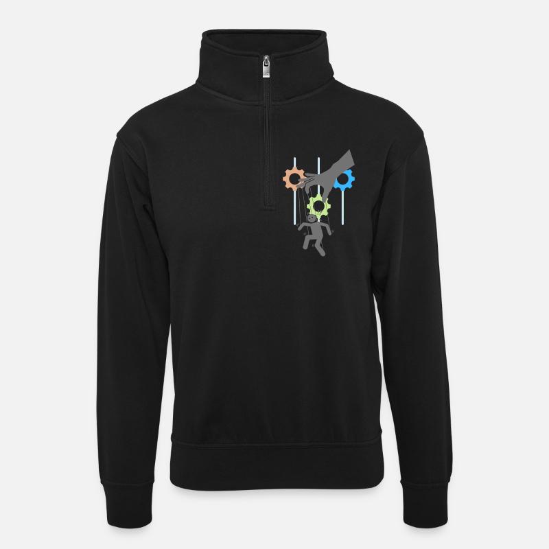 Marionette - Unisex Pullover mit Zip-Kragen - Schwarz