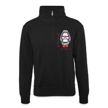 Mister Monkey - Unisex Pullover mit Zip-Kragen - Schwarz - Vorne