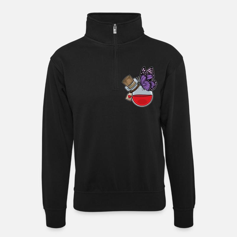 Potion de papillon - Sweat col montant zippé unisexe - noir