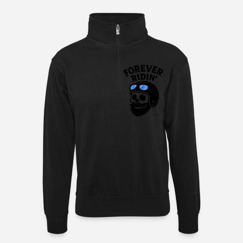 Moto Biker Skull - Sweat col montant zippé unisexe - noir