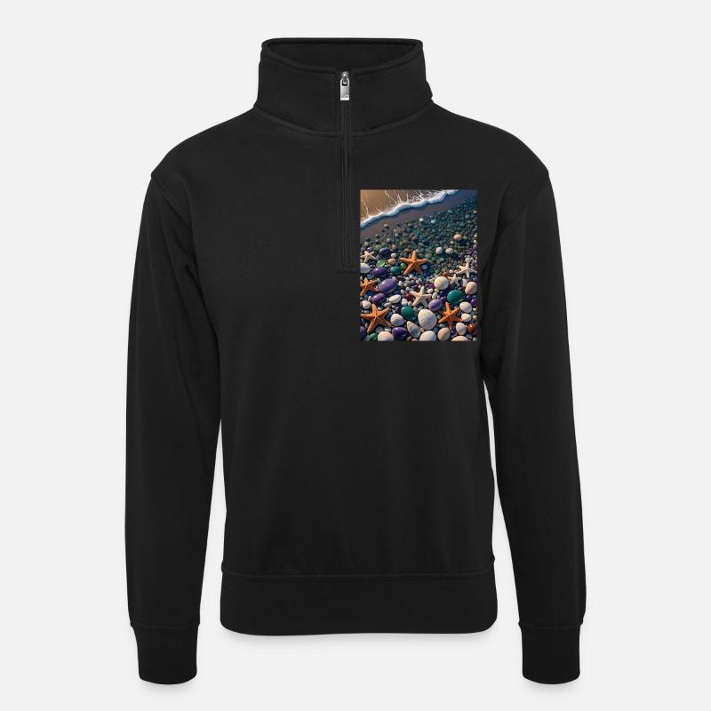 Seaside Star Treasure : Cyber Starfish - Sweat col montant zippé unisexe - noir