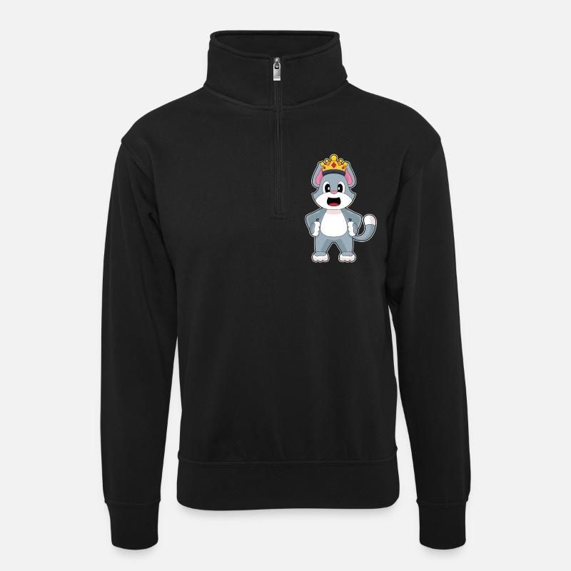 Couronne de chat - Sweat col montant zippé unisexe - noir