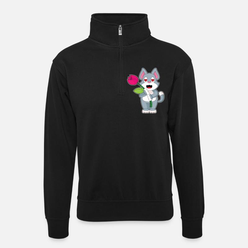 Fleur de chat - Sweat col montant zippé unisexe - noir