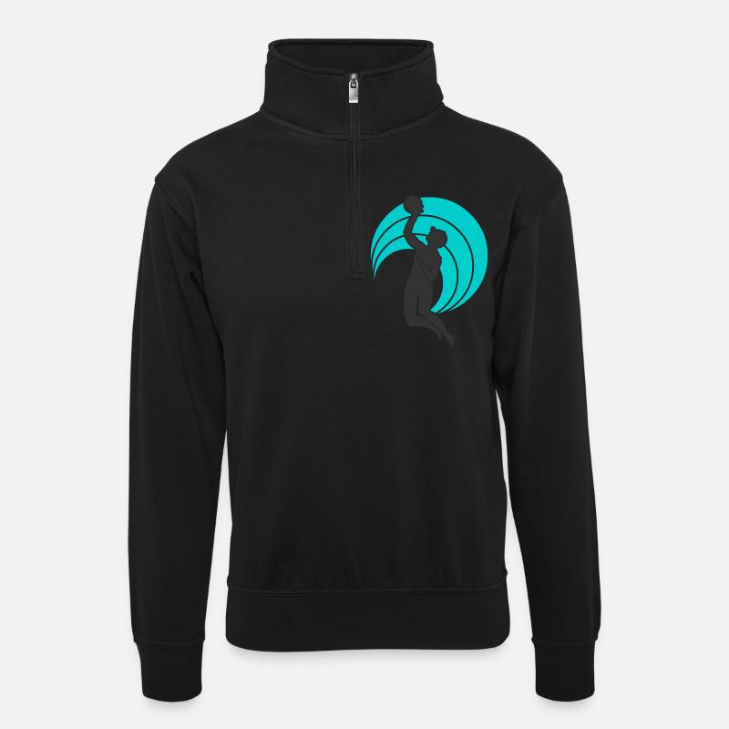 volleyball_beachvolley_v4 - Unisex Pullover mit Zip-Kragen - Schwarz