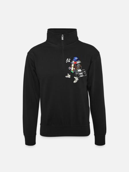80s Retro Funky Design - Unisex sweater with zip collar - black