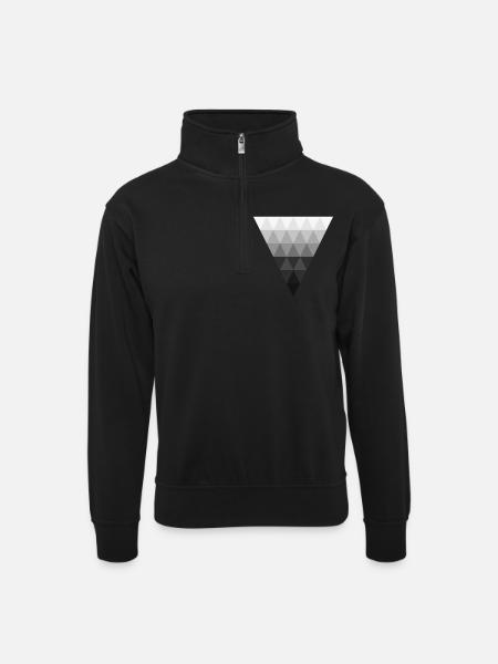 Abstract triangle - Unisex sweater with zip collar - black