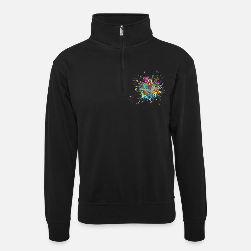 verliebtes Herz - Unisex Pullover mit Zip-Kragen - Schwarz