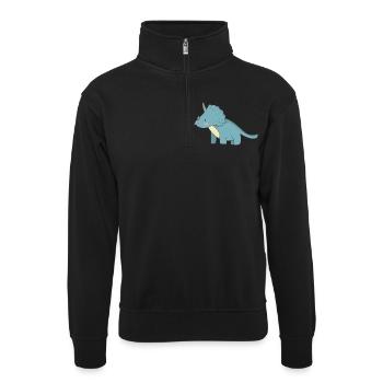Geschenk Dinosaurier Fossil Kawaii Trex Comic Dino - Unisex Pullover mit Zip-Kragen - Schwarz - Vorne