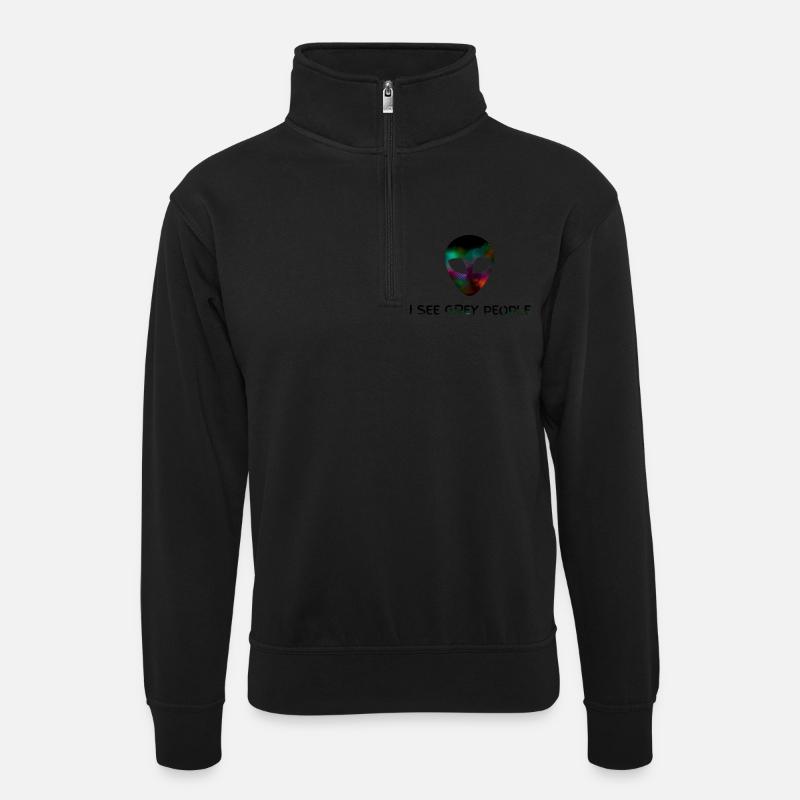 I SEE GREY PEOPLE - Unisex sweater with zip collar - black