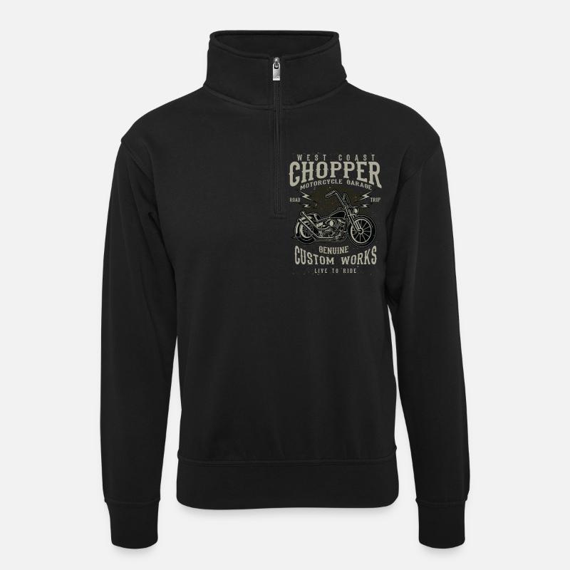 Chopper - Unisex Pullover mit Zip-Kragen - Schwarz