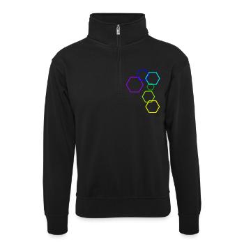 Das Konstrukt [Hexagon] - Unisex Pullover mit Zip-Kragen - Schwarz - Vorne