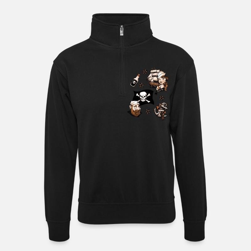 Seemann Liebe Tattoo - Unisex Pullover mit Zip-Kragen - Schwarz