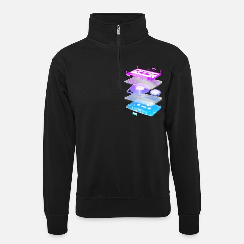 Cassette explosion - Sweat col montant zippé unisexe - noir