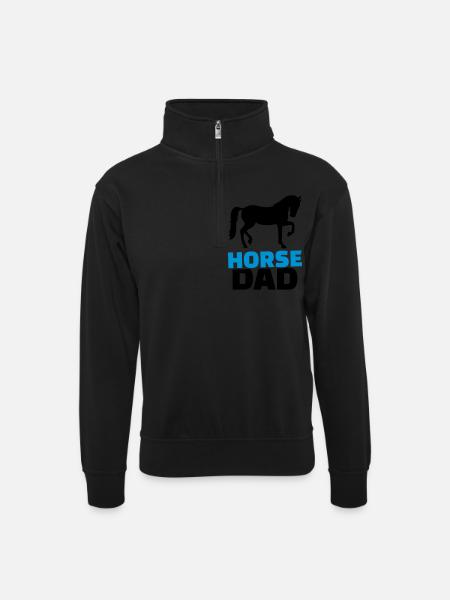 Pferd - Unisex Pullover mit Zip-Kragen - Schwarz