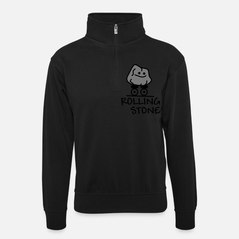 Rolling Stone - Unisex sweater with zip collar - black