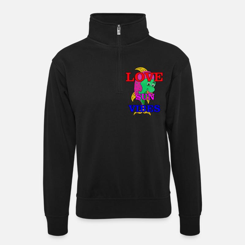 Lustige Fische - Unisex Pullover mit Zip-Kragen - Schwarz