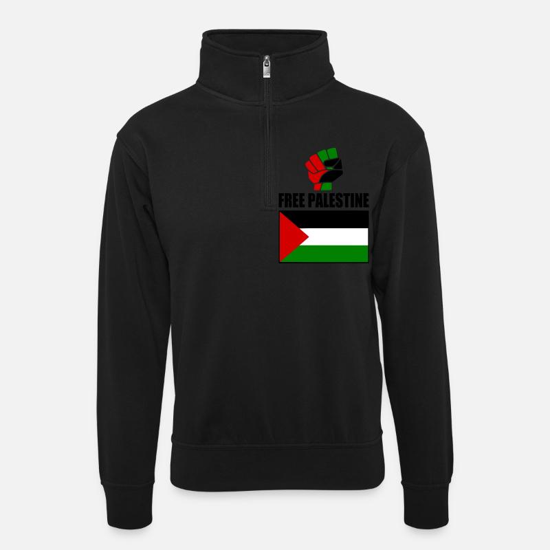 Free palestine - Unisex sweater with zip collar - black