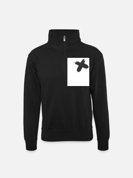 N Fronting - Unisex sweater with zip collar - black