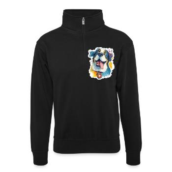 Majestic Swiss St. Bernard - Unisex sweater with zip collar - black - Front