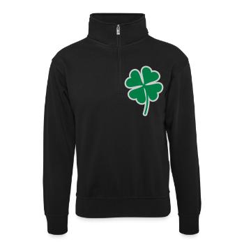 Lucky Clover - Unisex sweater with zip collar - black - Front