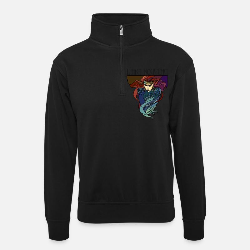 L´Art Nouveau - Unisex Pullover mit Zip-Kragen - Schwarz