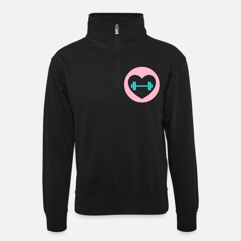 Workout - Unisex Pullover mit Zip-Kragen - Schwarz