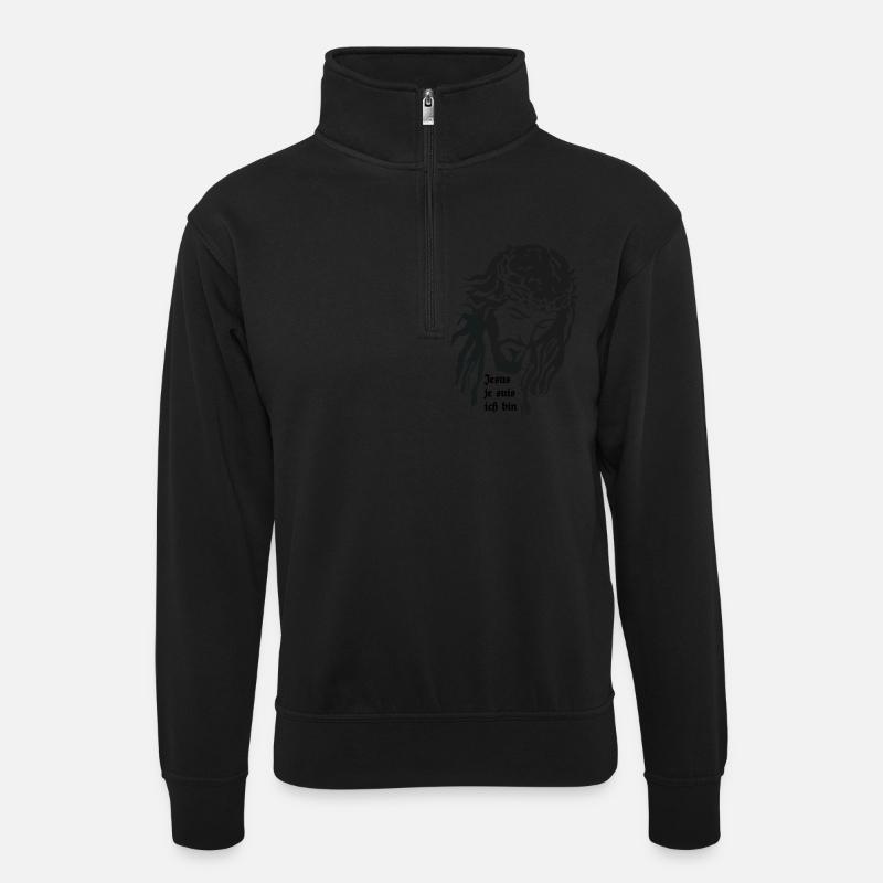 Gesù - Maglia unisex con colletto con zip - nero