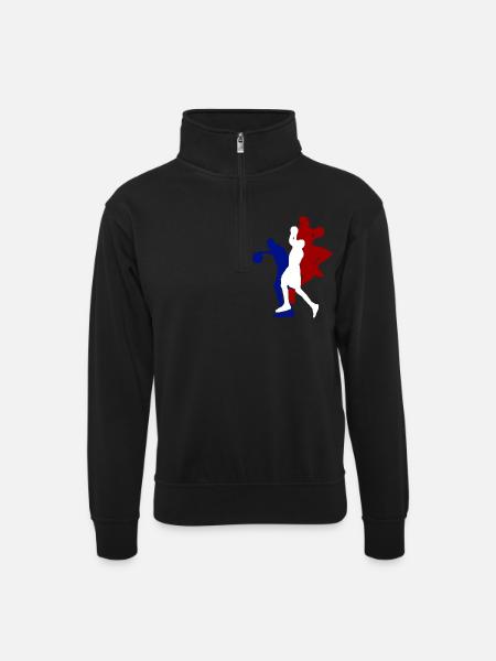 basketball - Unisex Pullover mit Zip-Kragen - Schwarz