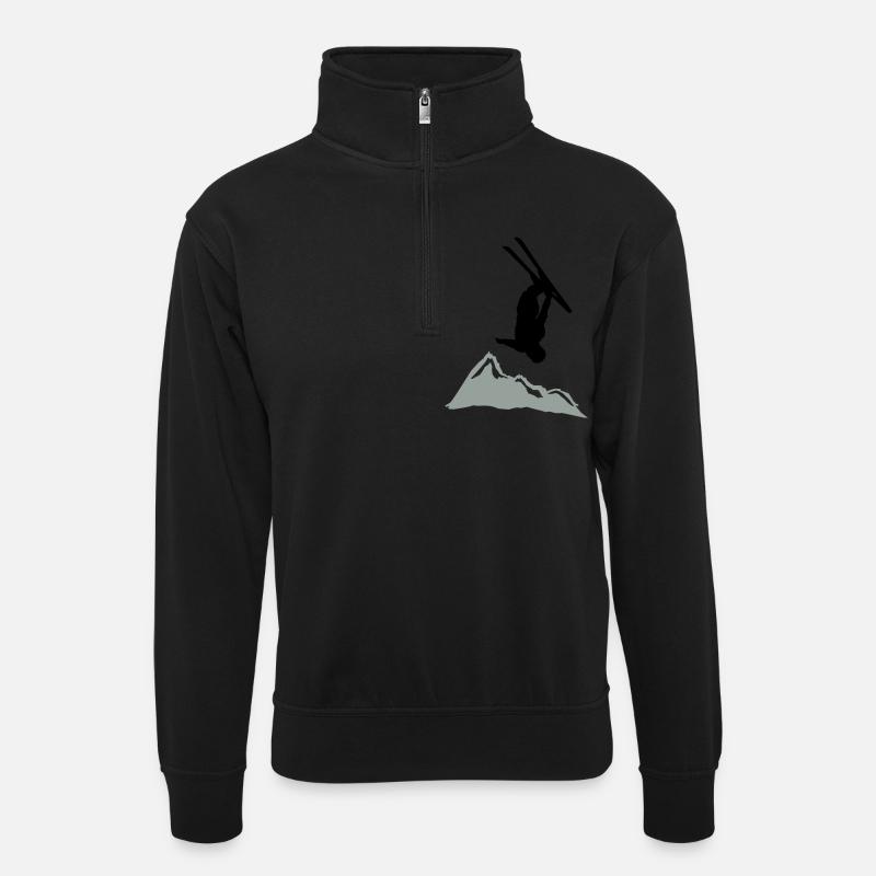 freefall_mountain - Sweat col montant zippé unisexe - noir
