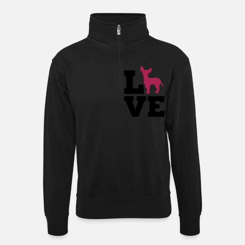 Chihuahua - Unisex Pullover mit Zip-Kragen - Schwarz