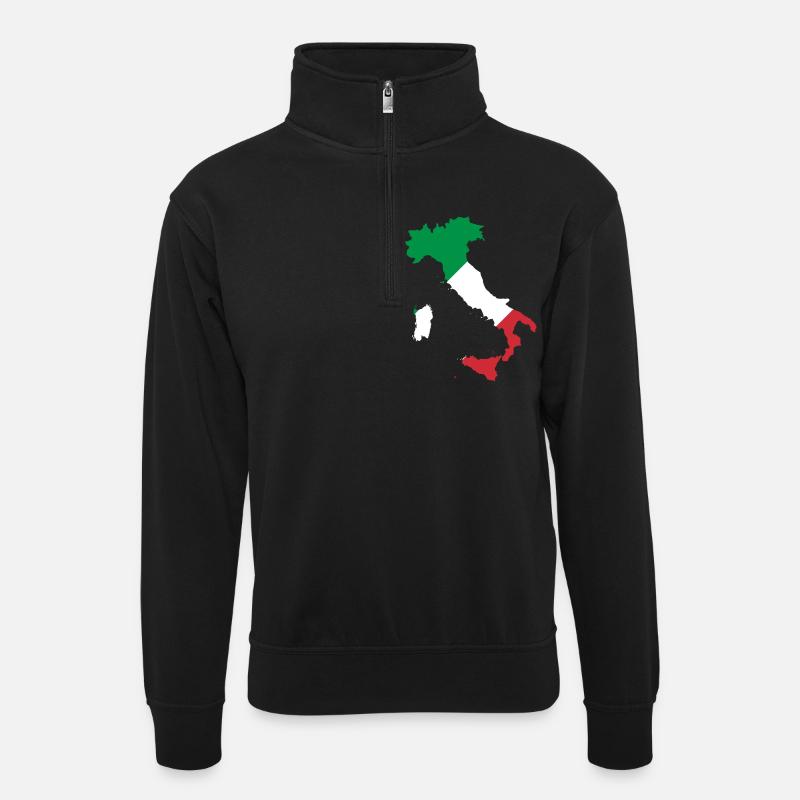 Italien - Unisex Pullover mit Zip-Kragen - Schwarz