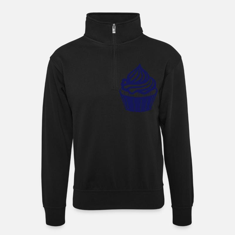Kuchen Muffin 1 - Unisex Pullover mit Zip-Kragen - Schwarz