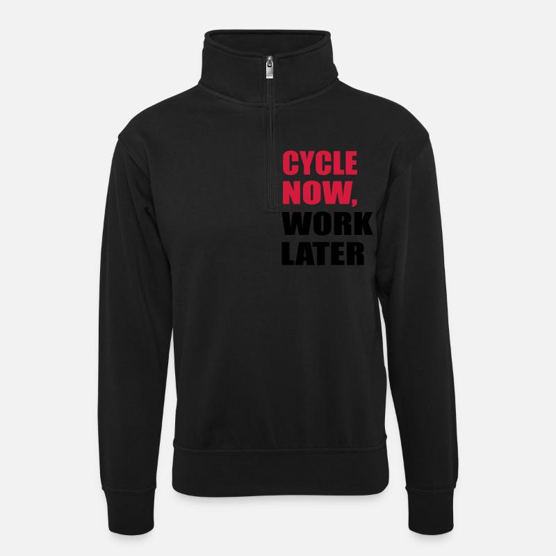 Radsport - Unisex Pullover mit Zip-Kragen - Schwarz